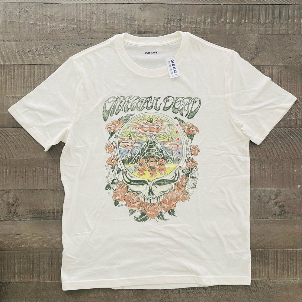 Old Navy Men's Graphic Tee - Cream Size M